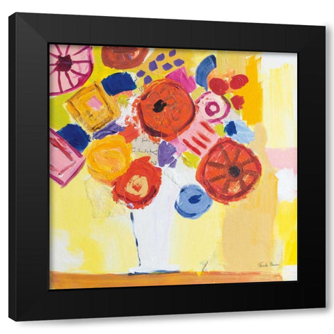 Floral Collage Black Modern Wood Framed Art Print with Double Matting by Zaman, Farida