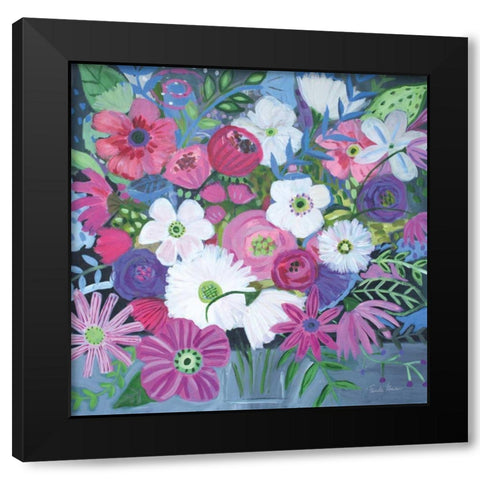 Jungle of Florals Black Modern Wood Framed Art Print with Double Matting by Zaman, Farida
