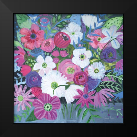 Jungle of Florals Black Modern Wood Framed Art Print by Zaman, Farida