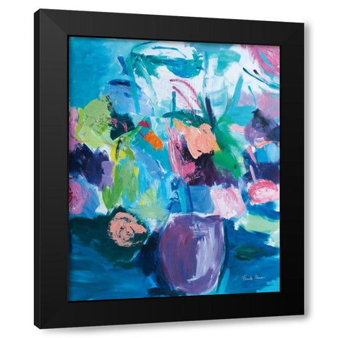 Plum Floral Abstract Black Modern Wood Framed Art Print with Double Matting by Zaman, Farida