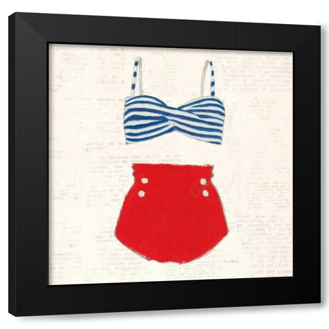 Retro Swimwear IV Newsprint Sq Black Modern Wood Framed Art Print with Double Matting by Adams, Emily