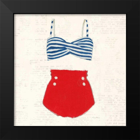 Retro Swimwear IV Newsprint Sq Black Modern Wood Framed Art Print by Adams, Emily