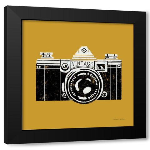 Vintage Camera Yellow Black Modern Wood Framed Art Print with Double Matting by Mullan, Michael