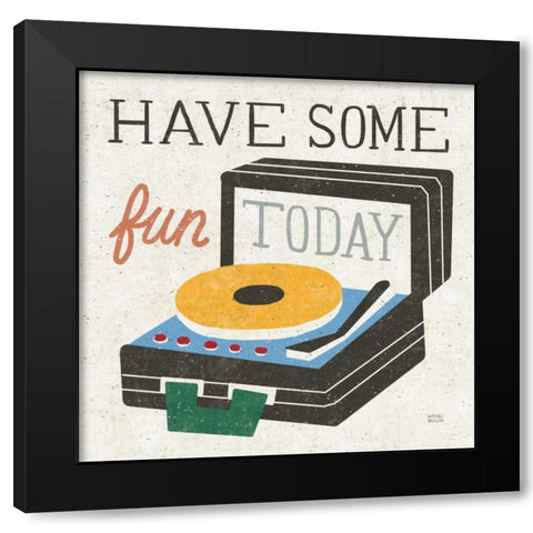 Retro Desktop Record Player v2 Black Modern Wood Framed Art Print by Mullan, Michael