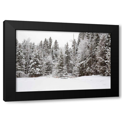 Over the Bridge Black Modern Wood Framed Art Print by Aledanda