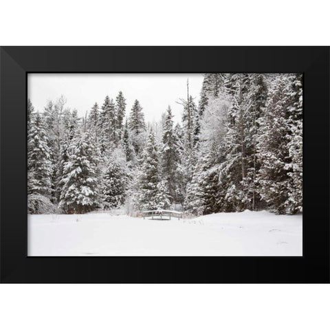 Over the Bridge Black Modern Wood Framed Art Print by Aledanda