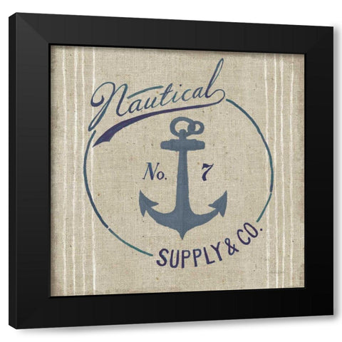 Floursack Nautical IX Burlap Black Modern Wood Framed Art Print with Double Matting by Nai, Danhui