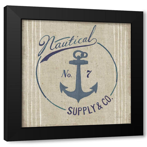 Floursack Nautical IX Burlap Black Modern Wood Framed Art Print by Nai, Danhui
