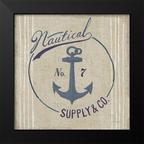 Floursack Nautical IX Burlap Black Modern Wood Framed Art Print by Nai, Danhui