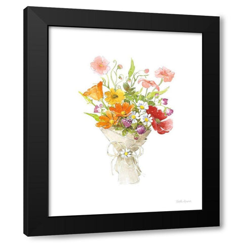 Farmhouse Floral V White Black Modern Wood Framed Art Print with Double Matting by Grove, Beth