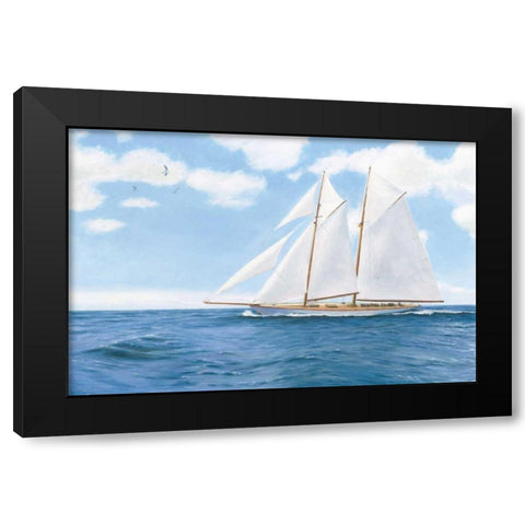 Majestic Sailboat White Sails Black Modern Wood Framed Art Print by Wiens, James