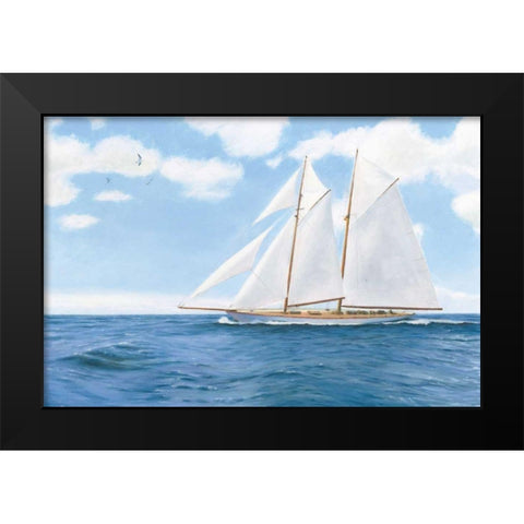 Majestic Sailboat White Sails Black Modern Wood Framed Art Print by Wiens, James