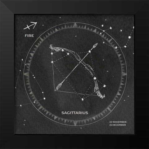 Night Sky Sagittarius v2 Black Modern Wood Framed Art Print by Miller, Sara Zieve