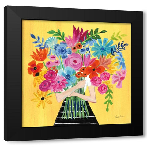 A Bunch of Flowers I Black Modern Wood Framed Art Print with Double Matting by Zaman, Farida