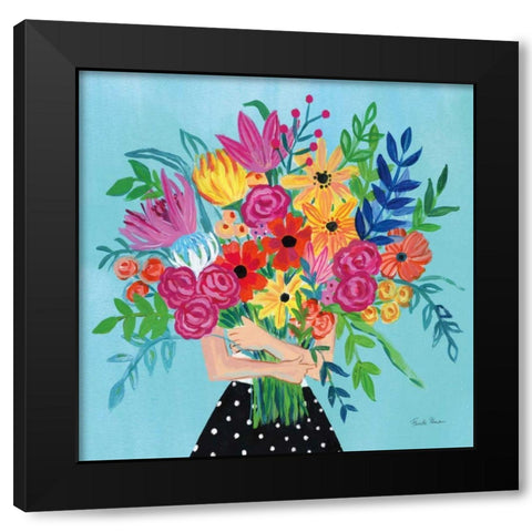 A Bunch of Flowers II Black Modern Wood Framed Art Print by Zaman, Farida