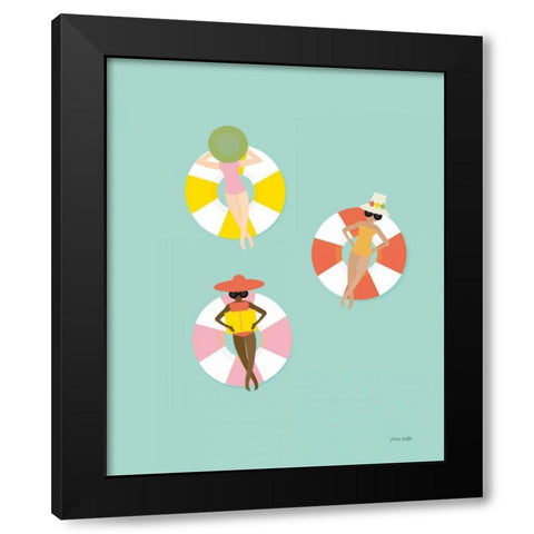 Floating in the Pool Black Modern Wood Framed Art Print by Kelle, Ann