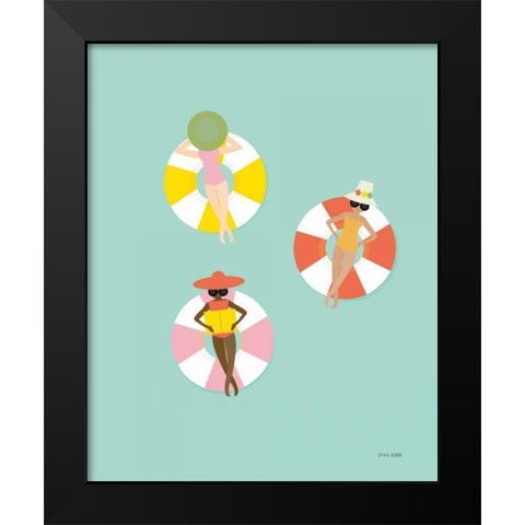 Floating in the Pool Black Modern Wood Framed Art Print by Kelle, Ann