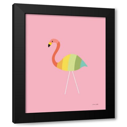 Flamingo Colors Black Modern Wood Framed Art Print with Double Matting by Kelle, Ann