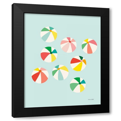 Beach Umbrellas Black Modern Wood Framed Art Print with Double Matting by Kelle, Ann