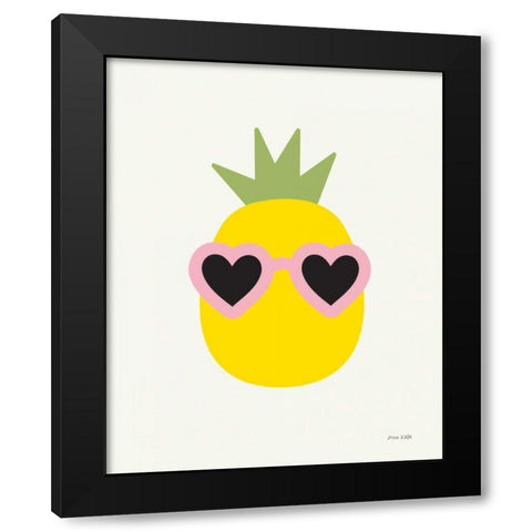 Sunny Pineapple Black Modern Wood Framed Art Print by Kelle, Ann
