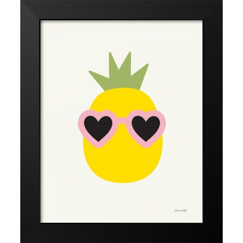 Sunny Pineapple Black Modern Wood Framed Art Print by Kelle, Ann