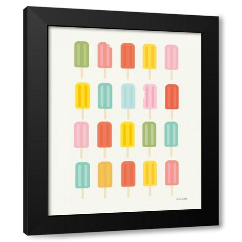 Colorful Popsicles Black Modern Wood Framed Art Print by Kelle, Ann