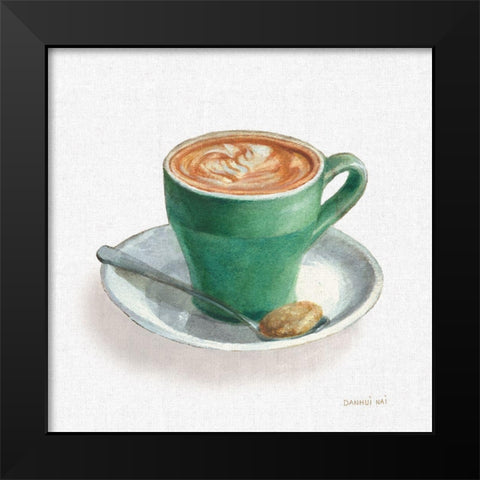 Wake Me Up Coffee II Linen Black Modern Wood Framed Art Print by Nai, Danhui