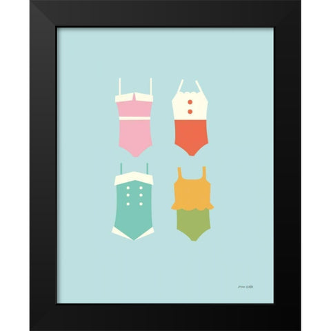 Summer Bathing Suits Blue Black Modern Wood Framed Art Print by Kelle, Ann