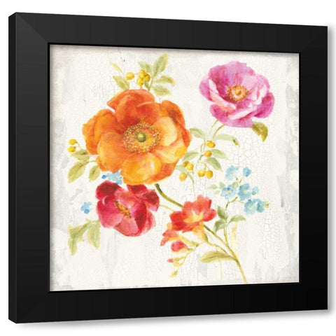 Full Bloom II Black Modern Wood Framed Art Print with Double Matting by Nai, Danhui