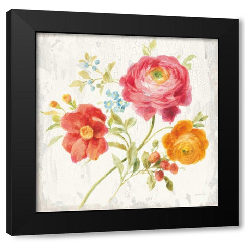 Full Bloom III Black Modern Wood Framed Art Print with Double Matting by Nai, Danhui