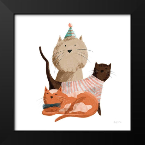 Picnic Pets Cats II Black Modern Wood Framed Art Print by Thorns, Becky