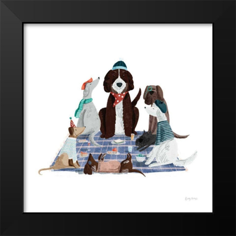 Picnic Pets Dogs I Black Modern Wood Framed Art Print by Thorns, Becky