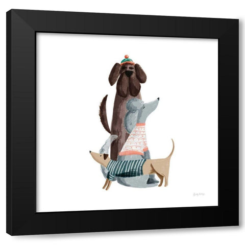 Picnic Pets Dogs II Black Modern Wood Framed Art Print with Double Matting by Thorns, Becky