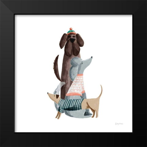 Picnic Pets Dogs II Black Modern Wood Framed Art Print by Thorns, Becky