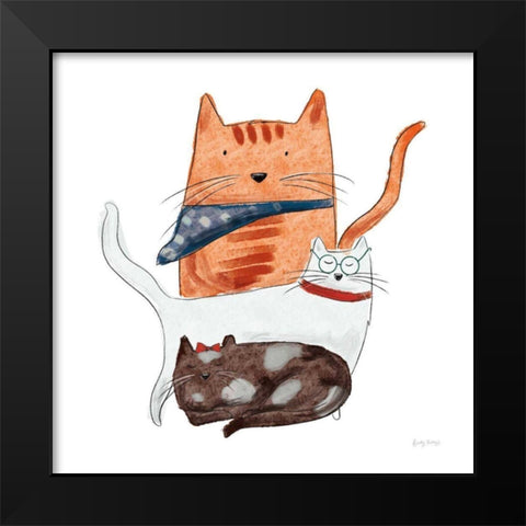 Playful Pets Cats II Black Modern Wood Framed Art Print by Thorns, Becky
