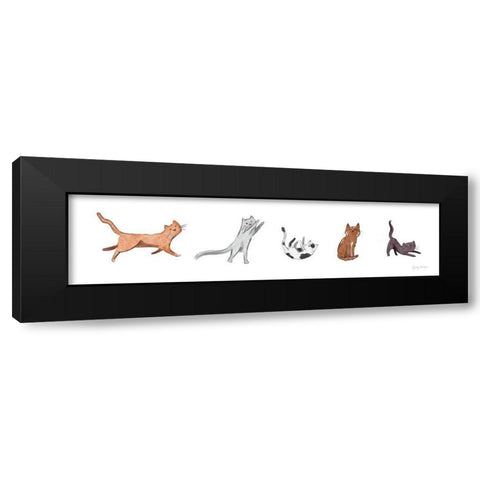 Playful Pets Cats III Black Modern Wood Framed Art Print with Double Matting by Thorns, Becky
