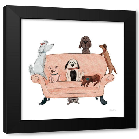 Playful Pets Dogs I Black Modern Wood Framed Art Print with Double Matting by Thorns, Becky