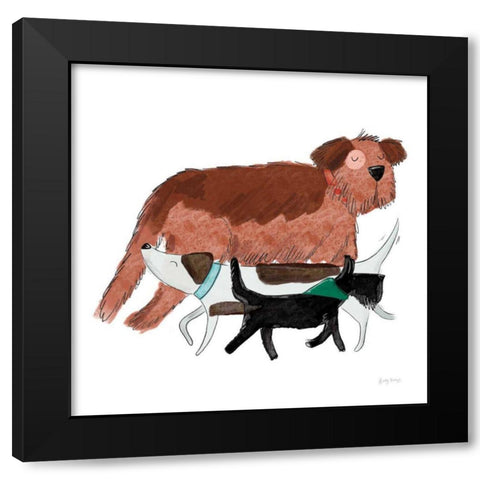 Playful Pets Dogs II Black Modern Wood Framed Art Print with Double Matting by Thorns, Becky