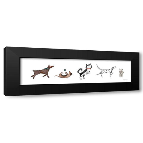 Playful Pets Dogs III Black Modern Wood Framed Art Print with Double Matting by Thorns, Becky