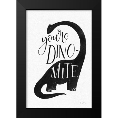Dinomite BW Black Modern Wood Framed Art Print by Thorns, Becky