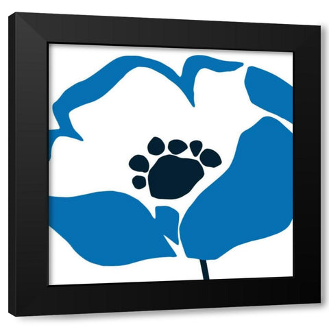 Pop Art Floral II BLue Black Modern Wood Framed Art Print by Wild Apple Portfolio