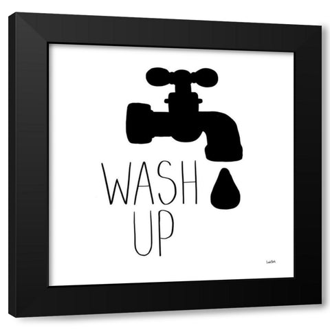 Bathroom Etiquette V Black Modern Wood Framed Art Print with Double Matting by York, Leah