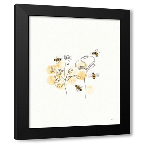 Bees and Botanicals III Black Modern Wood Framed Art Print with Double Matting by York, Leah