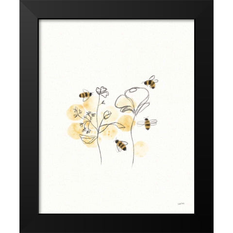 Bees and Botanicals III Black Modern Wood Framed Art Print by York, Leah