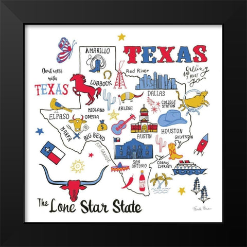 Texas Black Modern Wood Framed Art Print by Zaman, Farida