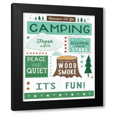 Comfy Camping XI Fun Black Modern Wood Framed Art Print with Double Matting by Averinos, Melissa