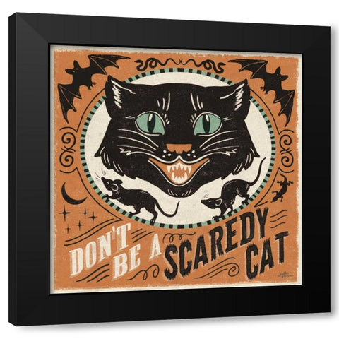 Scaredy Cats III Black Modern Wood Framed Art Print with Double Matting by Penner, Janelle