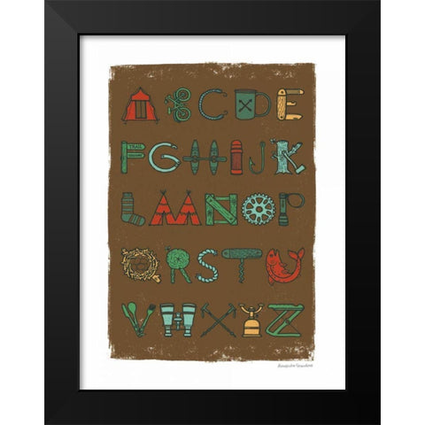 Camping Alphabet Dark Black Modern Wood Framed Art Print by Snowdon, Alexandra
