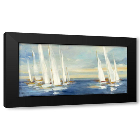 Summer Regatta Sunset Black Modern Wood Framed Art Print with Double Matting by Purinton, Julia