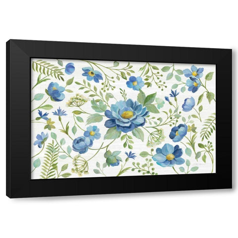 Botanical Blue I Black Modern Wood Framed Art Print with Double Matting by Vassileva, Silvia